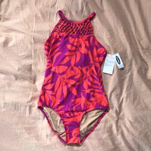 NWT Old Navy Girl Macrame Frond One Piece Swimsuit